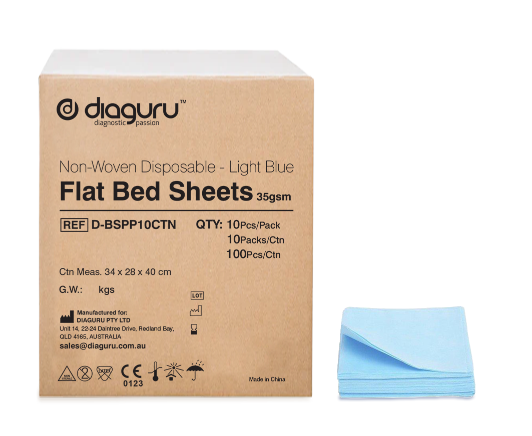 Diaguru Light Blue Non-Woven Disposable Flat Bedsheets Carton/100